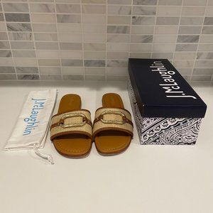 J. McLaughlin Leather/Straw Slides Size 8
